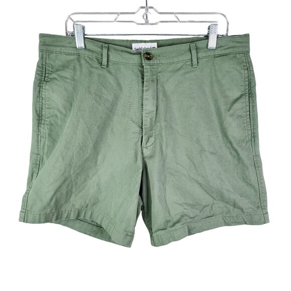 Mens Saddlebred Green Chino Shorts Cotton Blend Stretch 6.5" Inseam Size 36W - Picture 1 of 10